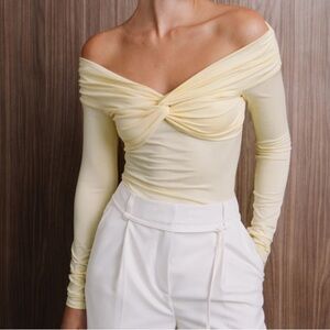 Steve Madden Cream Off-Shoulder Bodysuit